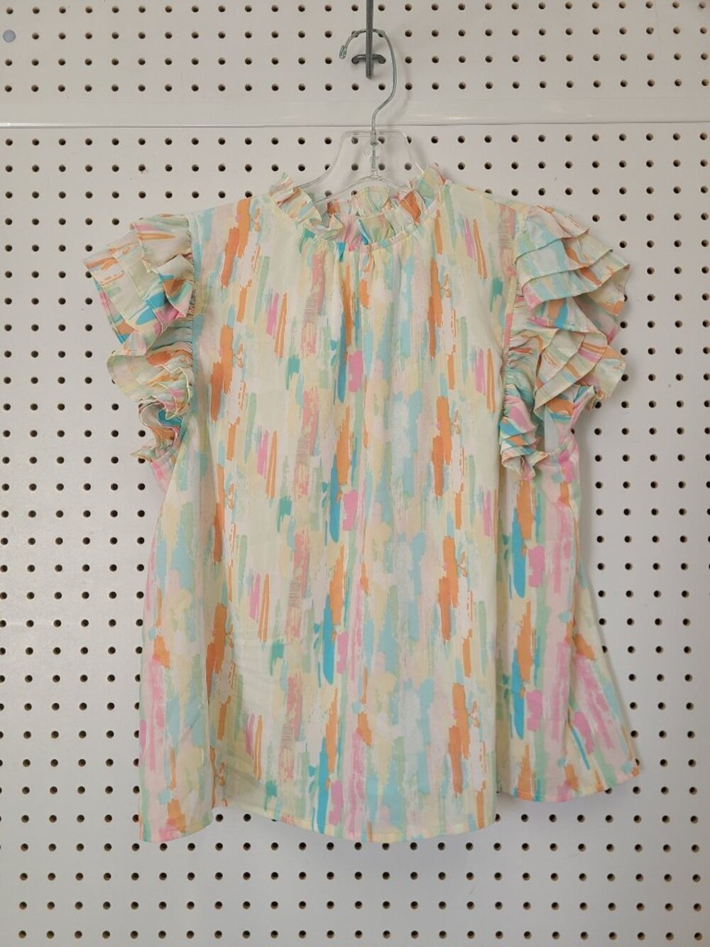 Pastel Abstract Ruffle Sleeve Blouse By Pinch Size S